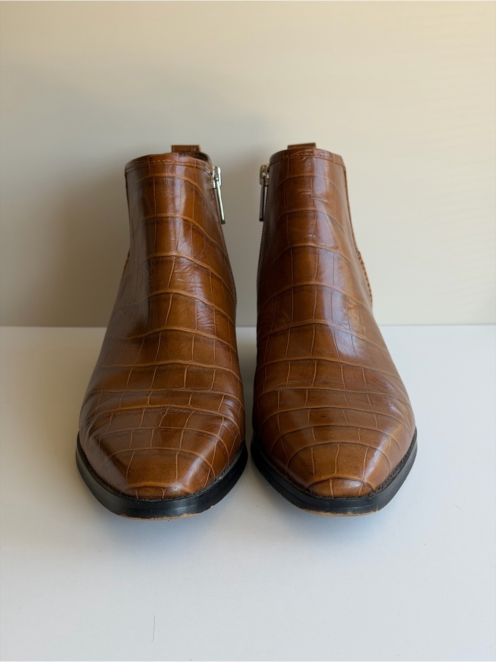 Sarto by Franco Sarto Asti Brown Croc Embossed Leather Ankle
Boots Size 9 - Picture 4 of 5